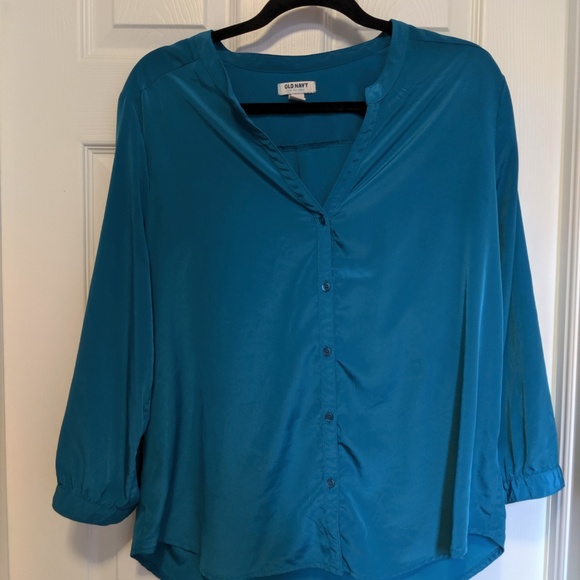 button-up turquoise blouse - Picture 3 of 3